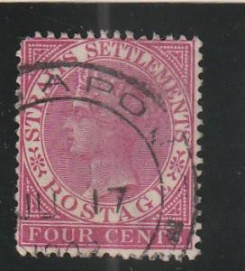 Straits Settlements  Scott#  11  Used