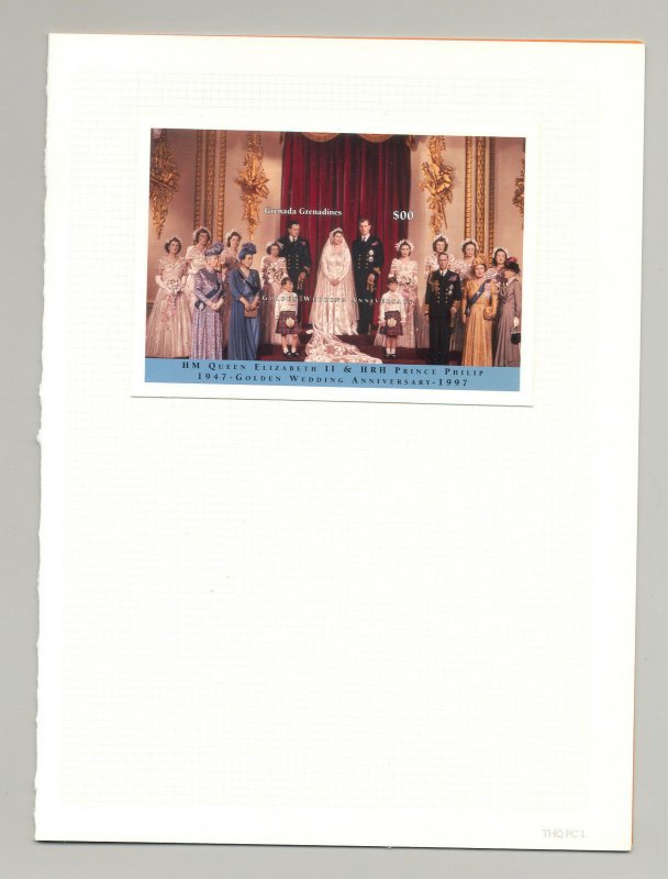 Grenada (Grenadines) 1997 Queen Golden Wedding M/S of 6 & 1 S/S Chromalin Proofs