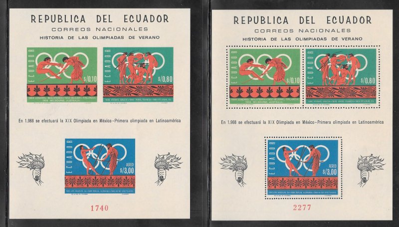 Ecuador #754F MNH Perforate &Imperforated Souvenir Sheets (12806)