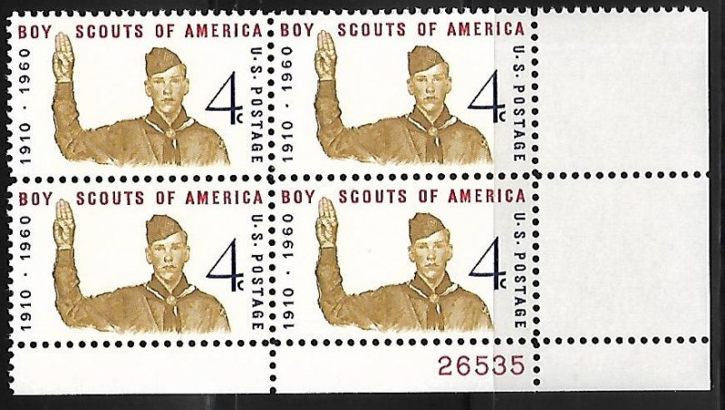 United States - Scott #1145  Plate Block  VF- (NH) - 4c - Plate Block of 4