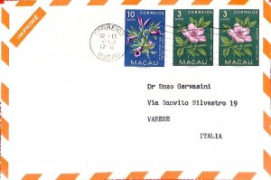 aa6731 - MACAU Macao  - POSTAL HISTORY -  AIRMAIL COVER to ITALY 1959 Flowers