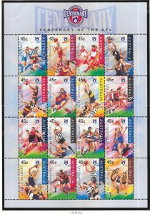 Australia  #1507a  45c Australian Football League  sheet of16  (MNH) 15.00