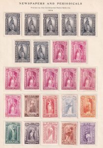 1875 Newspaper revenues PR9P4 thru PR32P4 imperforate proofs on card full set