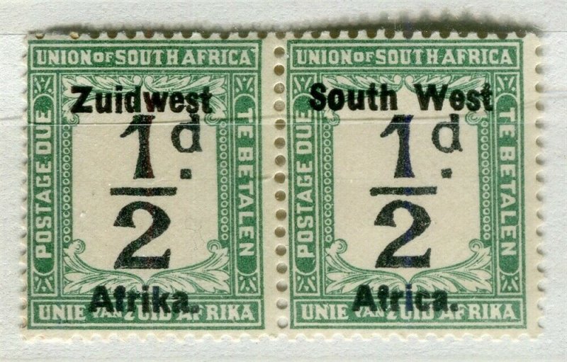 SOUTH WEST AFRICA; 1923 early Postage Due issue Mint hinged 1/2d. pair