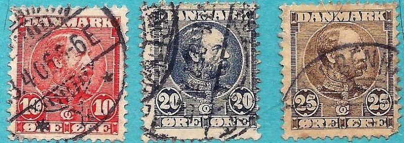 DENMARK 1904 Scott 65-67 used fvf