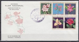 Nicaragua, Scott cat. C626-C630. National Flowers issue. First day cover.  ^