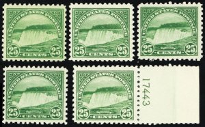 568, Mint F-VF NH 25¢ FIVE PO FRESH Stamps CV $150. -- Stuart Katz