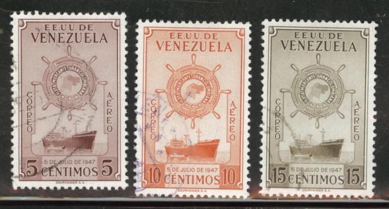 Venezuela  Scott C554-556 Used 1951 Airmail set