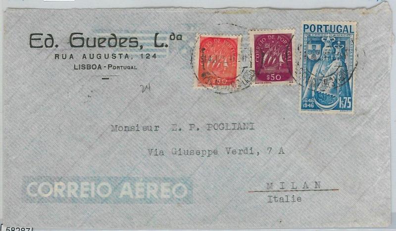 58286  -  PORTUGAL  - POSTAL HISTORY: COVER to ITALY - 1947