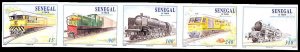 Senegal 1997, Locomotives 5v, imperforated, MNH