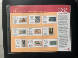 1962 50 YEARS OF U.S. COMMEMORATIVE STAMP Albums Panel of stamps