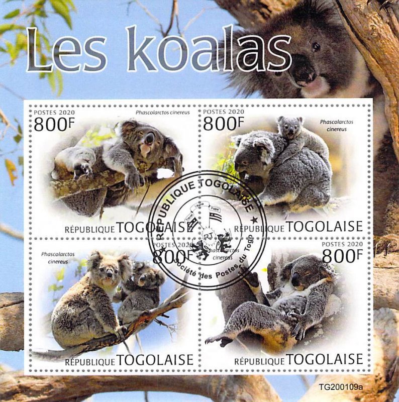 Togo 2020 CTO Sheet  Koala Bear animal 4 values (TS0029)