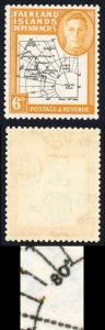 Falkland Is Dep SGFG6ea 6d Black and Ochre Gap 80th Parallel U/M Cat 90 pounds