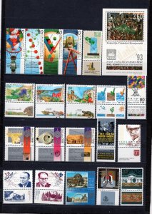 ISRAEL 1993 SET OF 29 STAMPS W/TABS & S/S MNH
