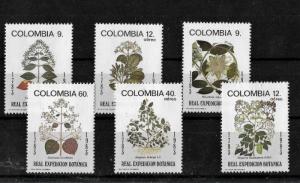 COLOMBIA 1983, FLOWERS, BOTANIC EXPEDITION, SCOTT 923/25, C738/40, COMPLETE SET