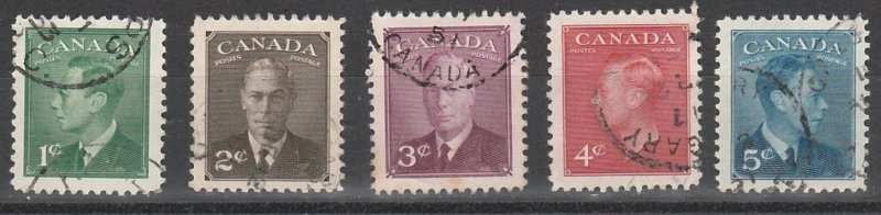 #284-288 Canada Used George VI Postage-Poste Issue