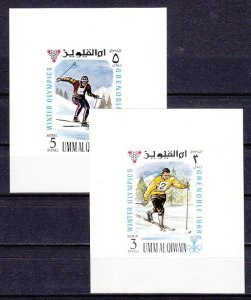 Umm al Qiwain. Mi cat. 239-240 C only. Skiing values from set as s/sheets. ^