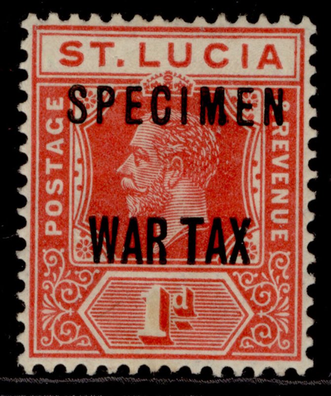 ST. LUCIA GV SG90s, 1d scarlet, SPECIMEN, LH MINT. Cat £55.