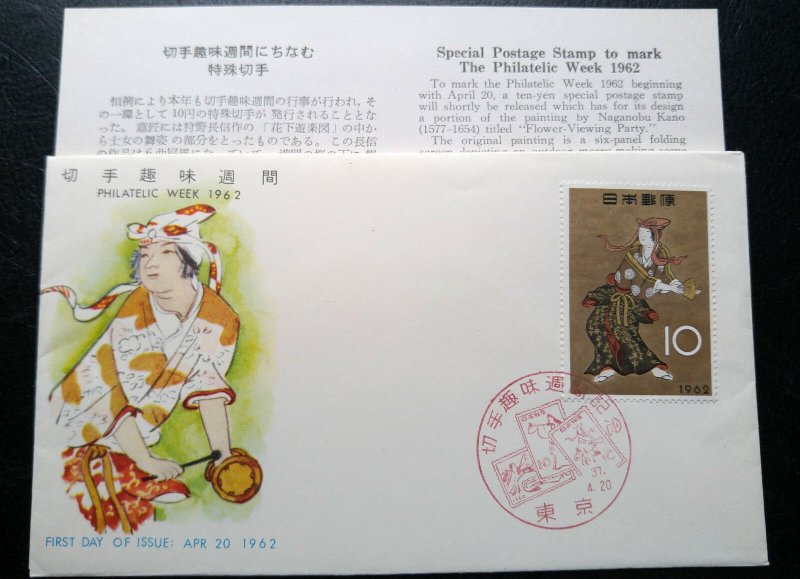 JAPAN 1962 “DANCING LADY” SPECIAL COVER 1ST DAY CANCELLED UNIQUE & INTEREST