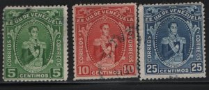 VENEZUELA, 256-258, (3) SET,  USED, 1914 Simon Bolivar