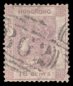 MOMEN: HONG KONG SG #13w 1866 CROWN CC INVERTED WMK USED £1,100 LOT #64902