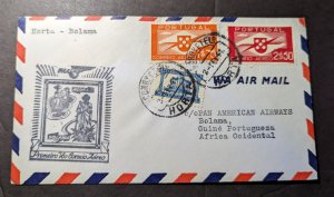 1941 Portugal Airmail First Flight Cover FFC Horta to Bolama Portuguese Guinea
