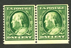 U.S. #387 MINT PAIR WITH APS CERT