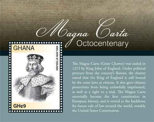GHANA - 2015 - MAGNA CARTA OCTOCENTENARY STAMP SOUVENIR SHEET  MNH