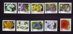 Guernsey Sc 1029-1038 2009 Flowers stamp set mint NH