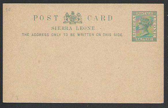 SIERRA LEONE QV ½d postcard fine unused....................................56970