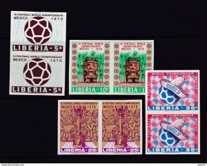 Liberia 1970 World Soccer Championship MNH Mexico Imperf Pairs 15983