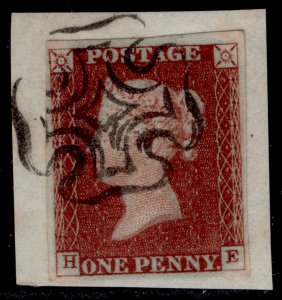 GB QV SG8, 1d red-brown PLATE 36, USED. Cat £120. SCOTTISH MX. ON PIECE HE