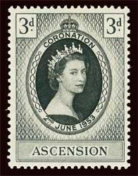 ASCENSION Scott #61 (SG 56) 1953 QEII Coronation unused VLH