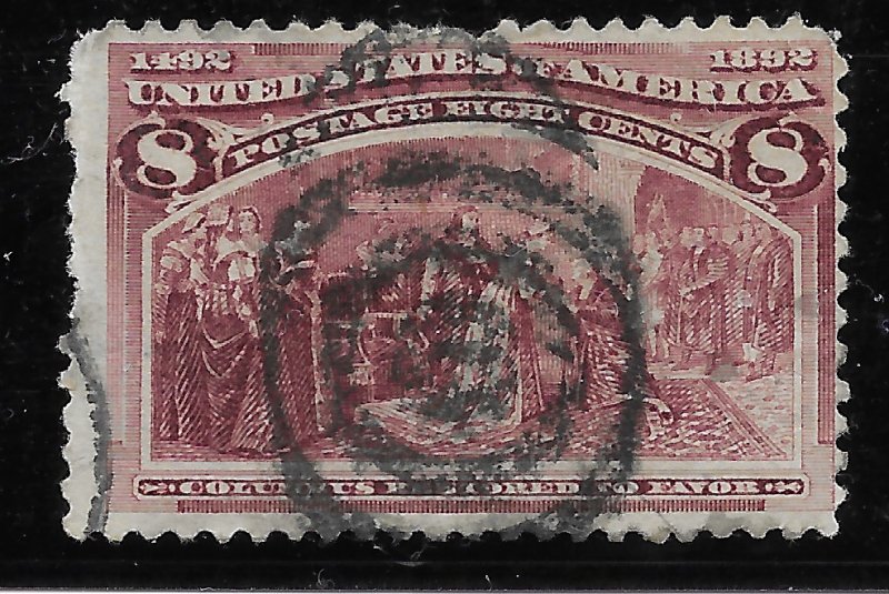 US #236 used. Columbian Commemoratives. Columbus restored to favor.