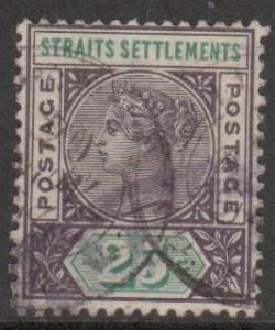 Straits Setts Scott 86 - SG103, 1892 Crown CA 25c used