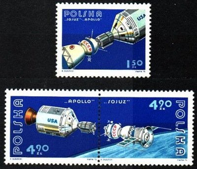 Poland 1975 MNH Stamps Scott 2107b Pair Space Flight Apollo Soyuz