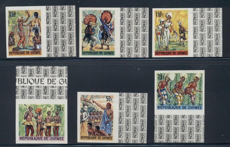 Guinea Scott #436-441 MNH IMPERF Dancers MUSIC $$