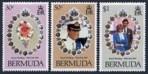 Bermuda 412-414,hinged.Michel 401-403 Prince Charles-Diana wedding,1981.Bouquet.