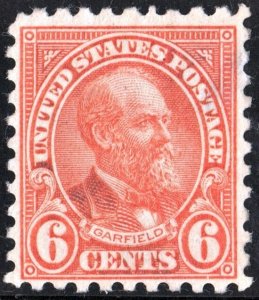 SC#587 6¢ Garfield Single (1925) Uncancelledd/No Gum