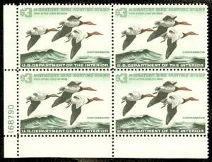 EDW1949SELL : USA 1965 Scott #RW32 Plate Block. Fresh & Very Fine MNH. Cat $500.