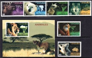 Cuba 2011 - Fauna - Koala - Bear - Wolf - Monkey - MNH Set + S/S