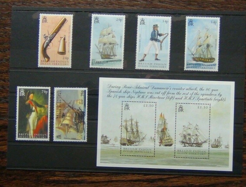 BIOT 2005 Bicentenary of Battle of Trafalgar set & M/S 1st issue LMM