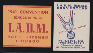 US 2 Vintage 1941 I.A.D.M International Assoc. Display Men Cinderella Stamps