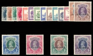 India - Jind 1937 KGVI set complete MLH. SG 109-126. Sc 133-150.