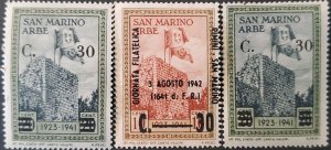 DH)1942, SAN MARINO, RETURN OF THE ITALIAN FLAG TO THE ISLAND OF ARBE, MNH