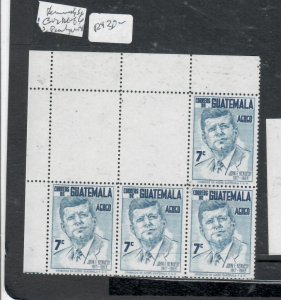 GUATEMALA KENNEDY SC C302 BLOCK OF 6, 2 NOT PRINTED    MNH       P0303A H