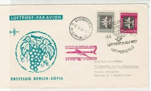 DDR 1963 1st Flight Berlin-Sofia Interflight Slogan Cancel Stamps Cover Ref26616