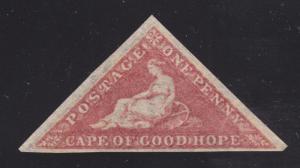 Cape of Good Hope, Sc 3 MOG. 1857 1p rose Hope Seated, crease, VF appearing