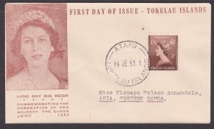 TOKELAU 1953 Coronation FDC - Atafu cds....................................a3466