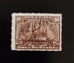 1898 10c U.S. Internal Revenue, Battleship, Documentary, Dark Brown Scott R168